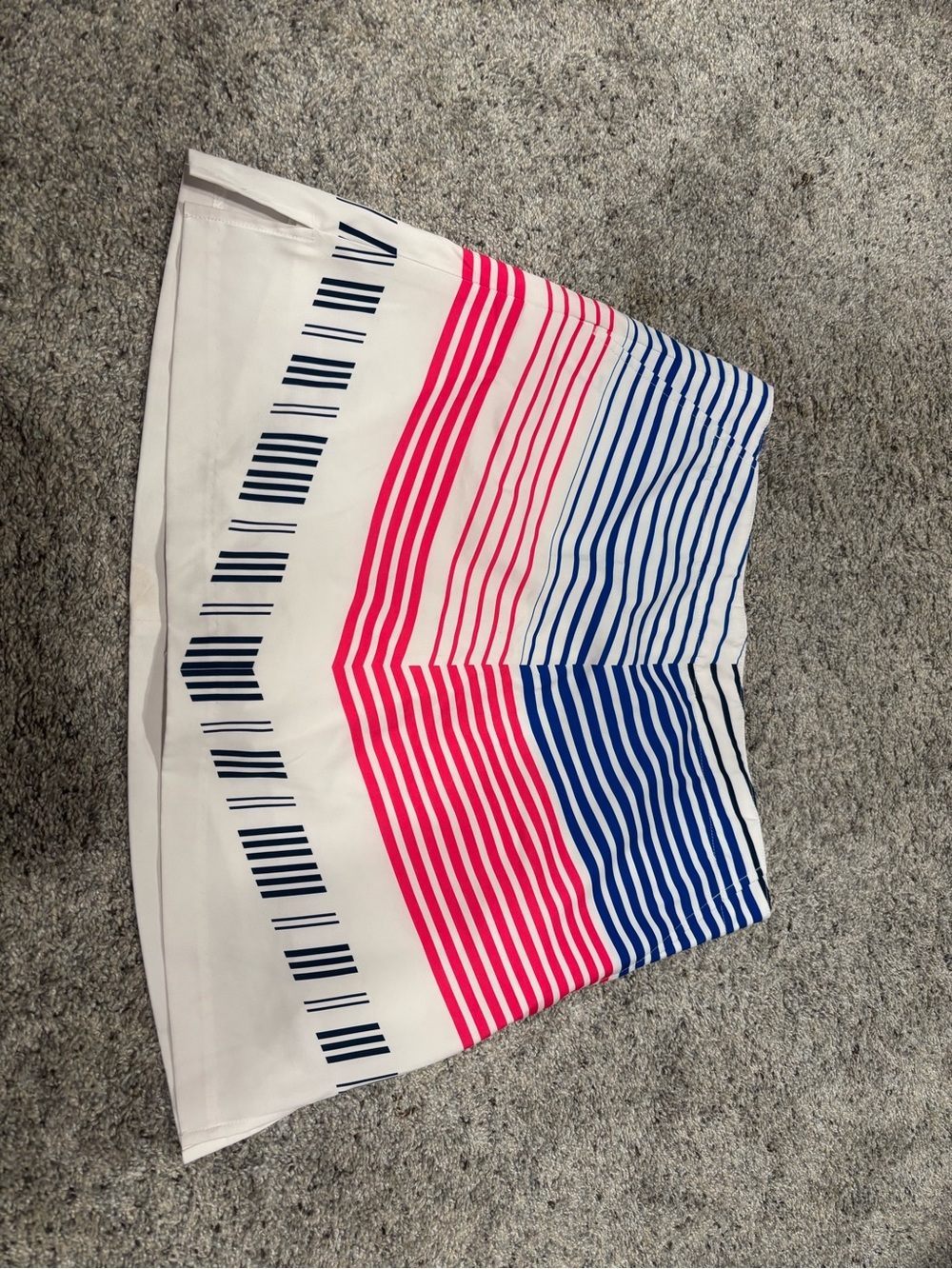 Lady Hagen White Mini Skirt with Pink and Blue Stripes